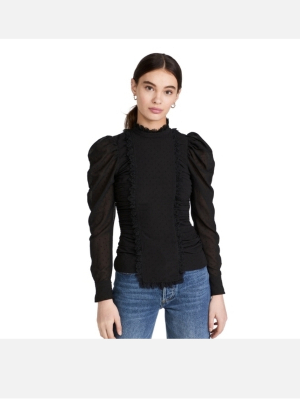 NWT GANNI DOTTED GEORGETTE PANELED BLOUSE